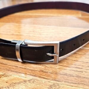 Reversible Burgundy To Black Silver Buckle‎ Italian Leather Made in Italy Belt